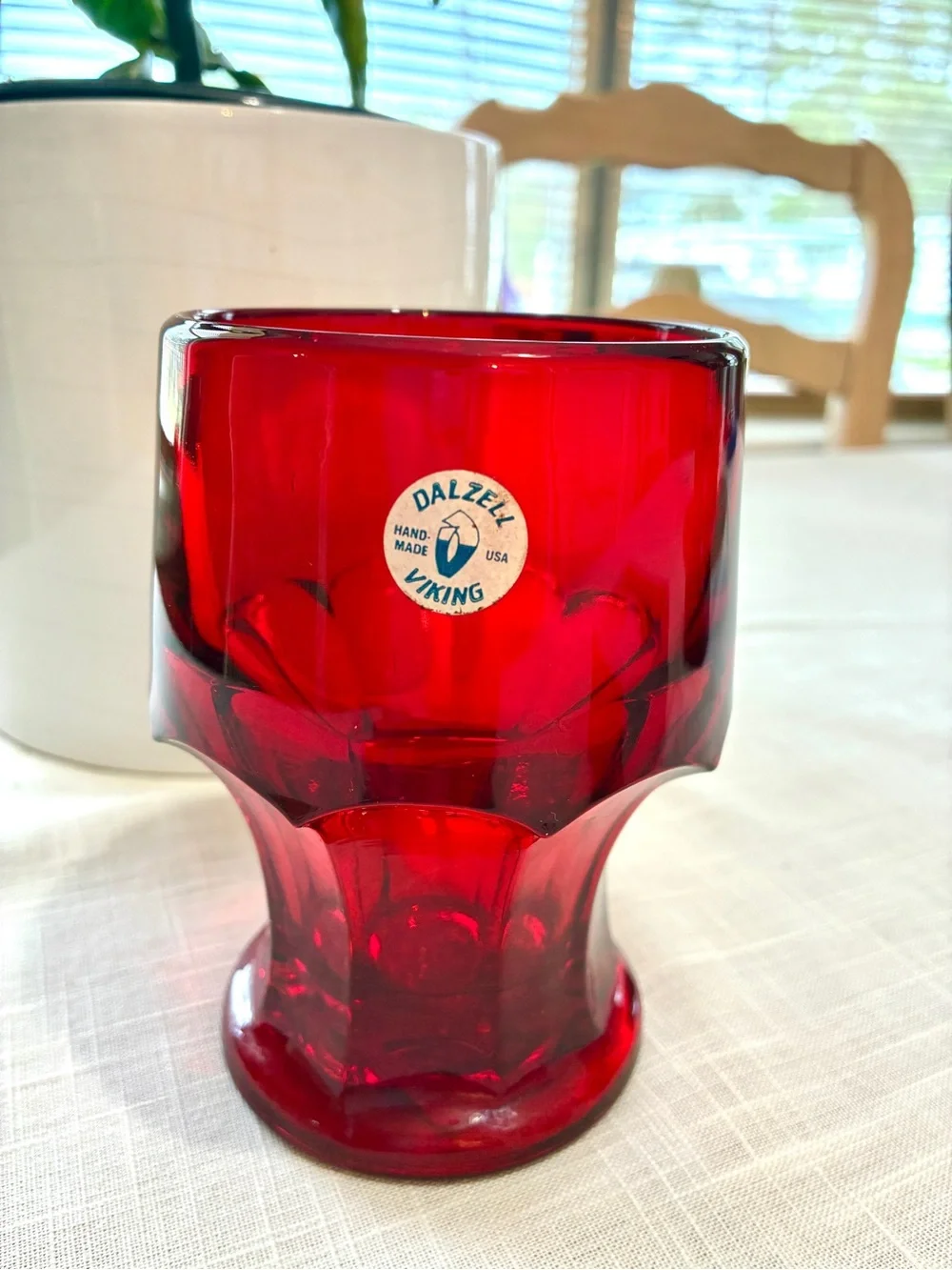 Rare Viking Ruby Red Hiball Vintage Glass Original Tags
